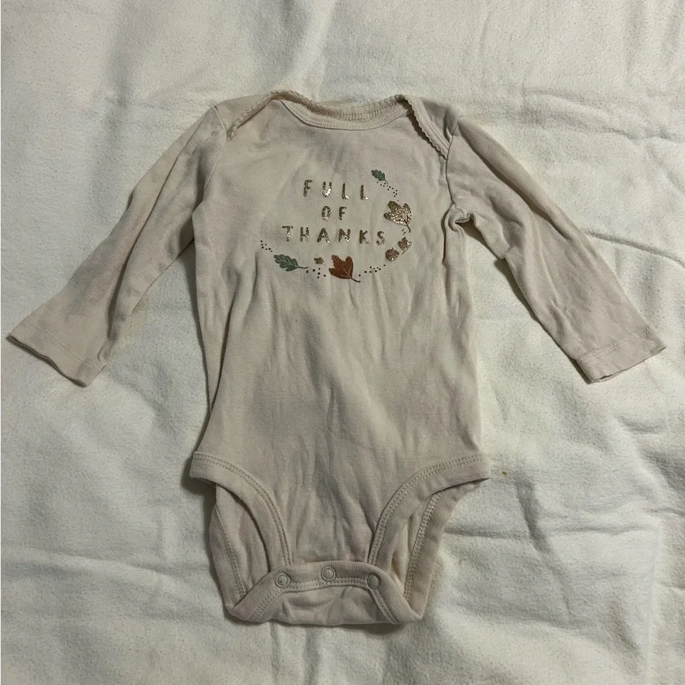 Carter's Beige‎ Long Sleeve Bodysuit with Minimalist Graphic